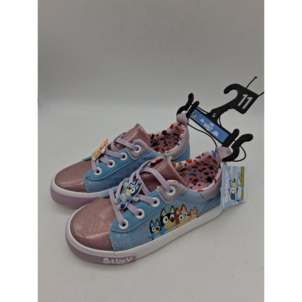 Bluey Sneakers Toddler Kids Size 11 Blue Purple Slip On Elastic Lace Shoes - Picture 2 of 12